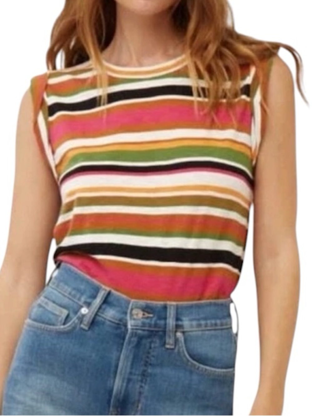 Veronica Beard Multicolor dree Striped Sleeveless Knit Tank top size XS